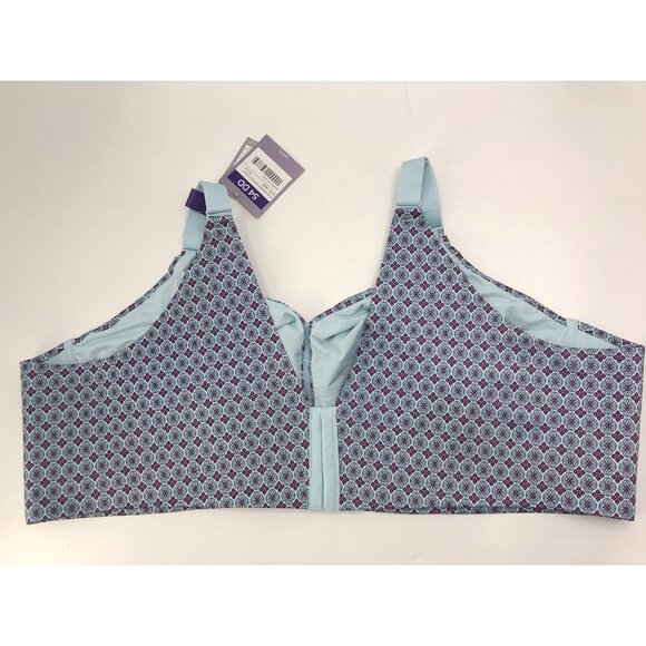 Catherines Wireless Back Smoothing Bra Geometric Print Blue 54DD NEW - Picture 4 of 4